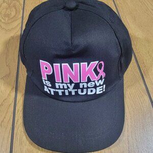 Breast Cancer Awareness Baseball Cap with Saying "Pink is my new attitude"
